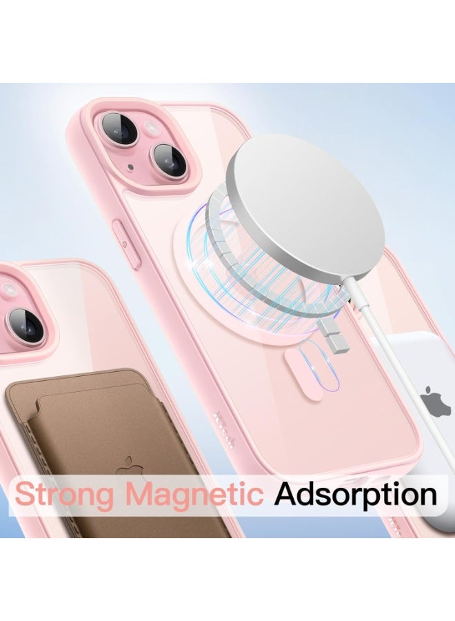 Denx Clear Magnetic Case for iPhone 15 [Shockproof & Slim] Clear Hard Back Cover with high-Grade Protection | Pink - Image 3