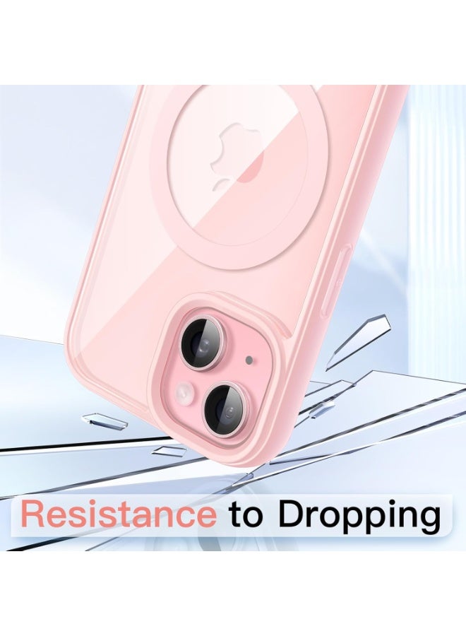Denx Clear Magnetic Case for iPhone 15 [Shockproof & Slim] Clear Hard Back Cover with high-Grade Protection | Pink - Image 2