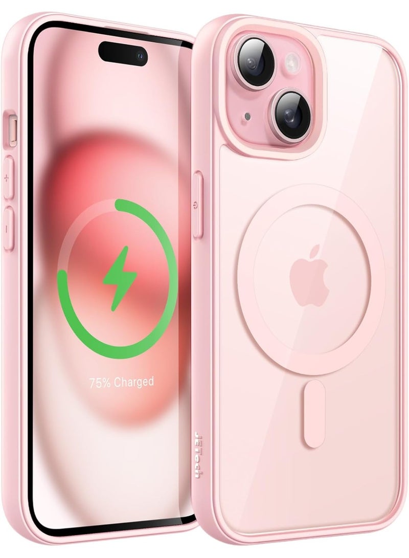 Denx Clear Magnetic Case for iPhone 15 [Shockproof & Slim] Clear Hard Back Cover with high-Grade Protection | Pink - Image 1