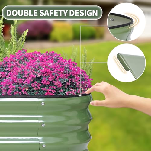 1MORE Galvanized Raised Garden Bed- Planter Garden Boxes Outdoor, Raised Beds for Gardening,8x2x1ft Metal Garden Bed Kit for Vegetables Flower, Planter Raised Beds with Tools.Green - Image 4