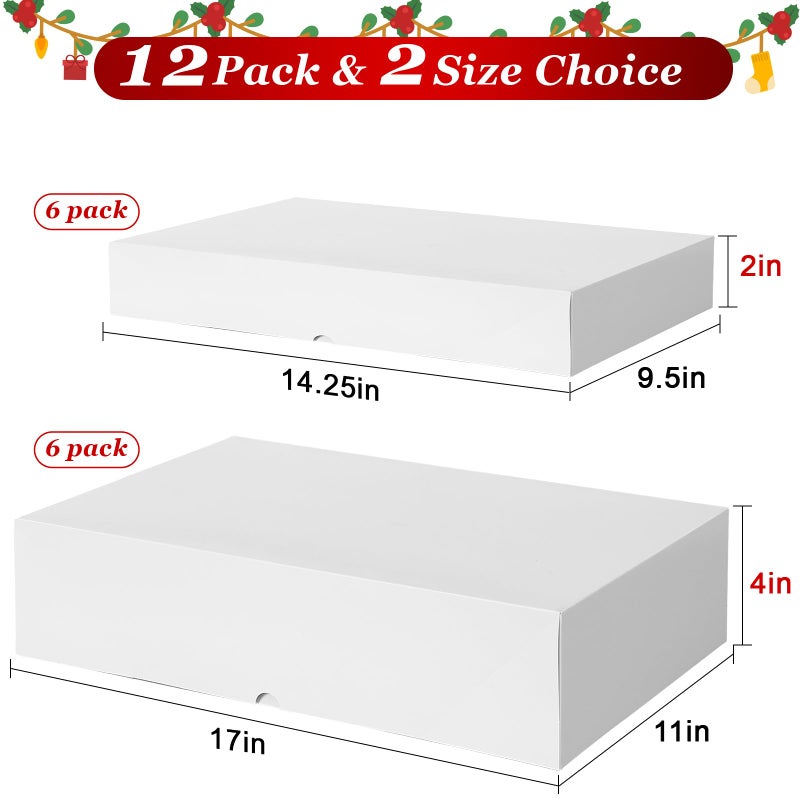 STYPOP 12 Pack Gift Boxes with Lids for Present - 6 Extra Large 17" (4" Deep) & 6 Large 14" (2" Deep) White Gift Boxes for Clothing Wrapping, Christmas - Image 2
