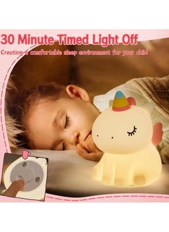 TIGER Unicorn Night Light for Children – Soft Silicone Unicorn Lamp with 3 Light Modes, Dimmable Touch Control, Timer Function – Rechargeable Bedside Night Lamp for Girls, Baby Nursery, Bedroom Decor, Cute Unicorn Gifts for Kids, Toddlers & Teens  - Image 4