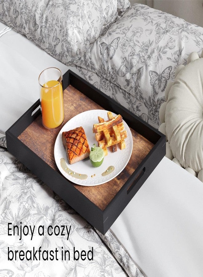 Fibogollo Set of 2 Wooden Serving Tray with Handles,Decorative Trays Platter,Breakfast Tray in Bed,Large Coffee Table Tray，Food Drinks Trays for Eating,Working,Storing - Image 3