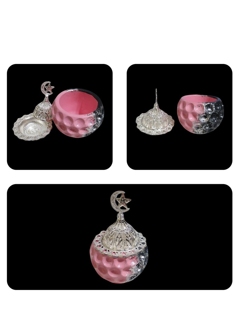 فاز ومبخرة وتراي من الكونكريت والمشغولات الفضيه مع الورد - بالوان جريئه - تصميم وصناعه يدوي - Image 5