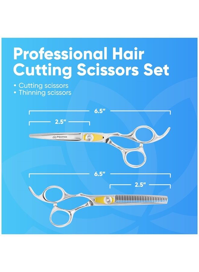 Equinox International , Professional Hair Cutting Scissors Set - Thinning/Texturizing Shears Set - 6.5” Overall Length, Razor Edge Barber Scissors For Men & Women - Premium Shears For Salon & Home Use - Image 2