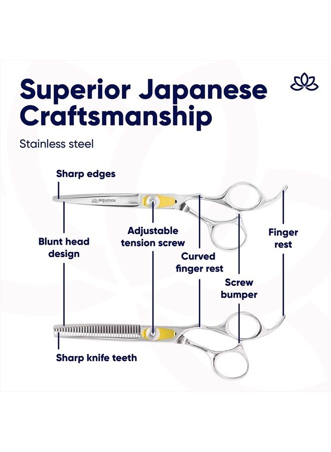 Equinox International , Professional Hair Cutting Scissors Set - Thinning/Texturizing Shears Set - 6.5” Overall Length, Razor Edge Barber Scissors For Men & Women - Premium Shears For Salon & Home Use - Image 5