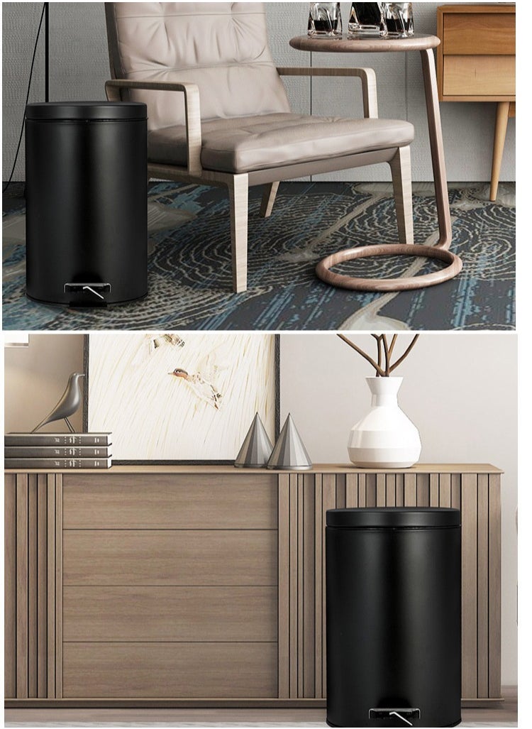 CityRiya-Long Trash Can Stainless Steel Kitchen Step Trash Can 12L Kitchen Waste Bin Garbage Can Step Pedal Bathroom Trash Can with Foot Pedal Slim Wastebasket Trash Bin for Toilet, Office, Bedroom, Bathroom  - Image 3