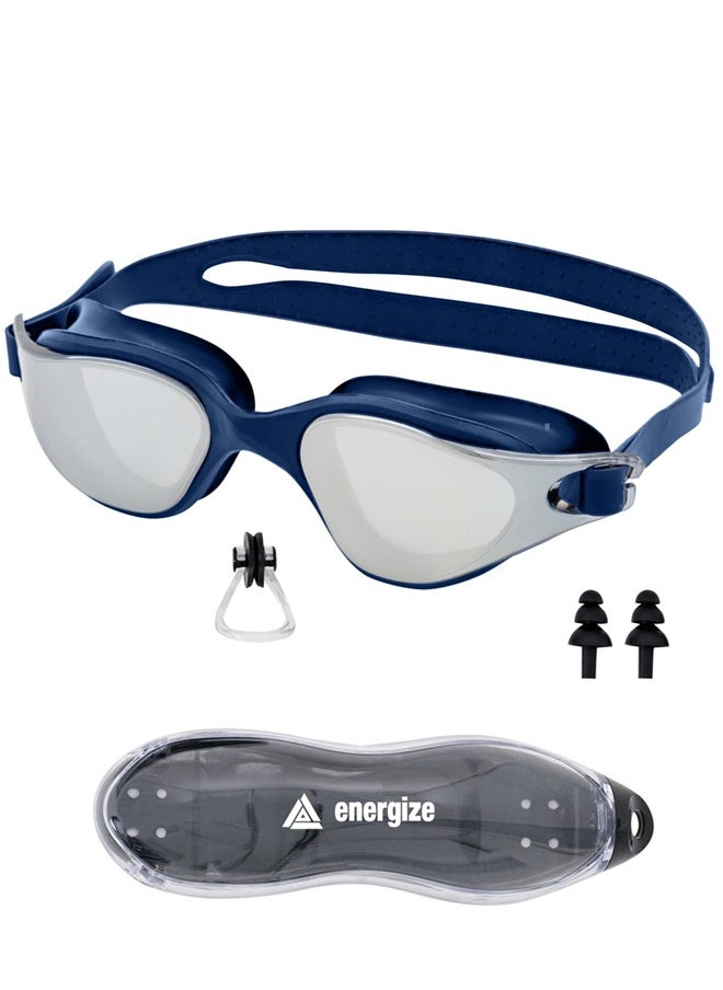 Energize Premium Swimming Goggles Nose Plugs & Ear Plugs for Men, Women & Teenagers, - Clear Vision, 180° Panoramic View, Polarized, Anti-Fog, UV Protection, Leak-Proof Eyewear  - Image 1