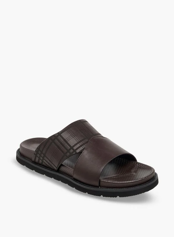 DUCHINI Men Checked Slip-On Comfort Sandals