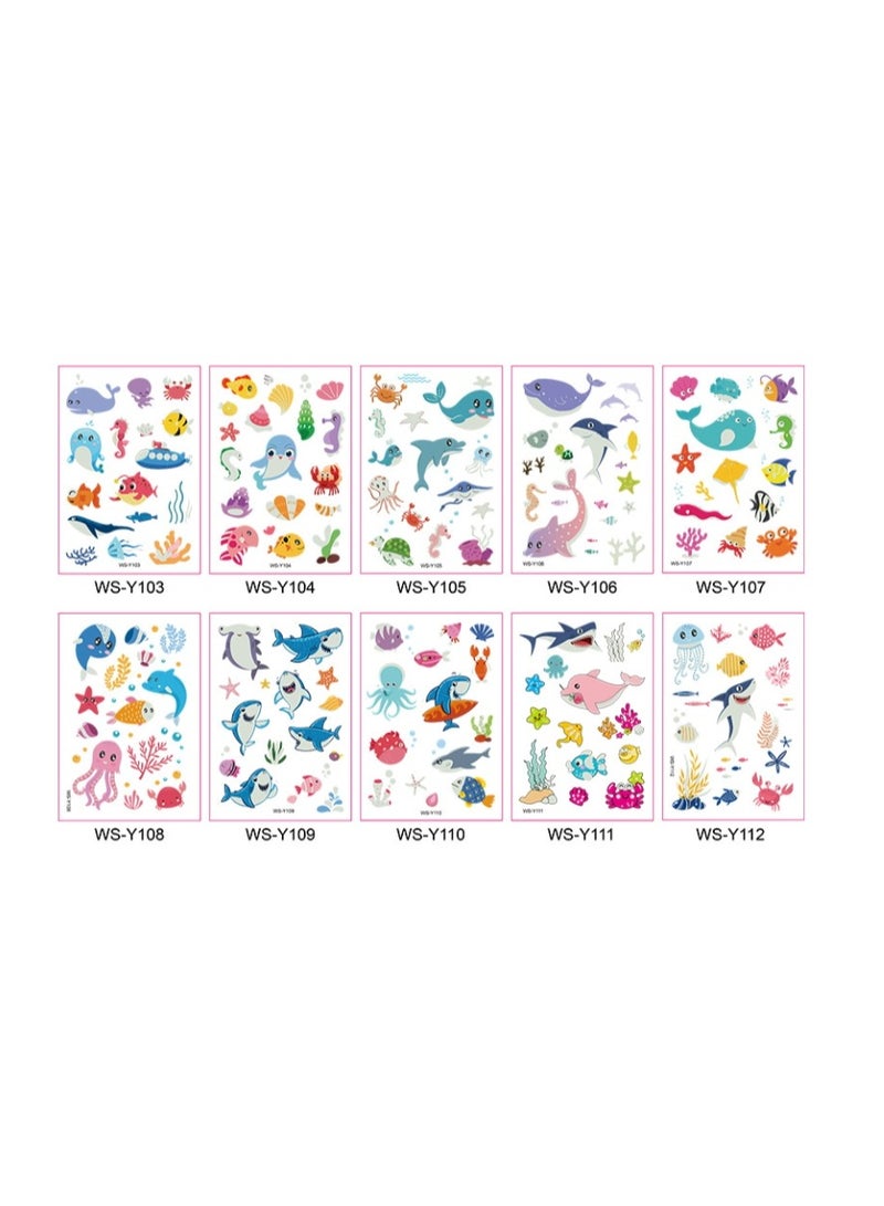 OASIS-TH 10 Sheets Luminous Temporary Tattoo Sticker Set, Life in the Sea Luminous Tattoos for Girls Boys - Image 3