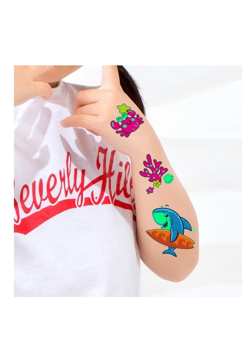 OASIS-TH 10 Sheets Luminous Temporary Tattoo Sticker Set, Life in the Sea Luminous Tattoos for Girls Boys - Image 4
