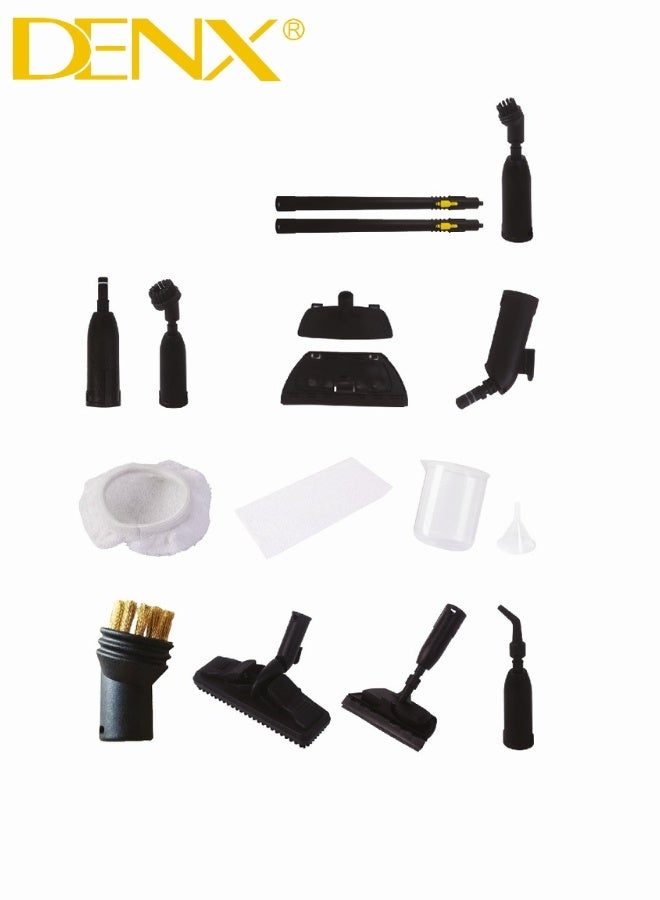 دينكس جهاز التنظيف بالبخار متعدد الاستخدامات DENX DX2913 – قوة 2000 واط وضغط بخار يصل إلى 5 بار لتنظيف عميق وتعقيم فعال للأرضيات، السجاد، المطابخ، الحمامات، النوافذ والأثاث – خزان مياه بسعة 2 لتر وكابل بطول 3 أمتار مع مجموعة ملحقات متكاملة لإزالة الدهون والأوساخ والبكتيريا بدون مواد كيميائية وبطريقة آمنة وصديقة للبيئة - Image 3