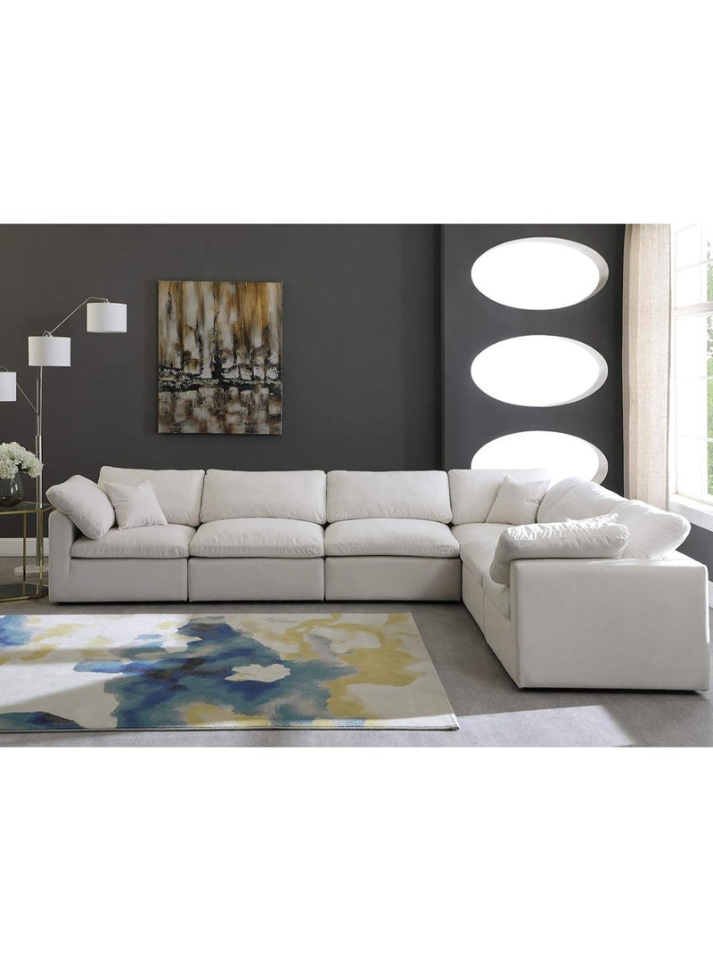 Karnak Nora Plush Collection - Contemporary With Decron Seat Filling Modular L-Sectional Sofa (6 Seaters) Color Cream - Image 2