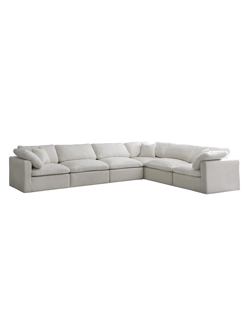Karnak Nora Plush Collection - Contemporary With Decron Seat Filling Modular L-Sectional Sofa (6 Seaters) Color Cream - Image 4