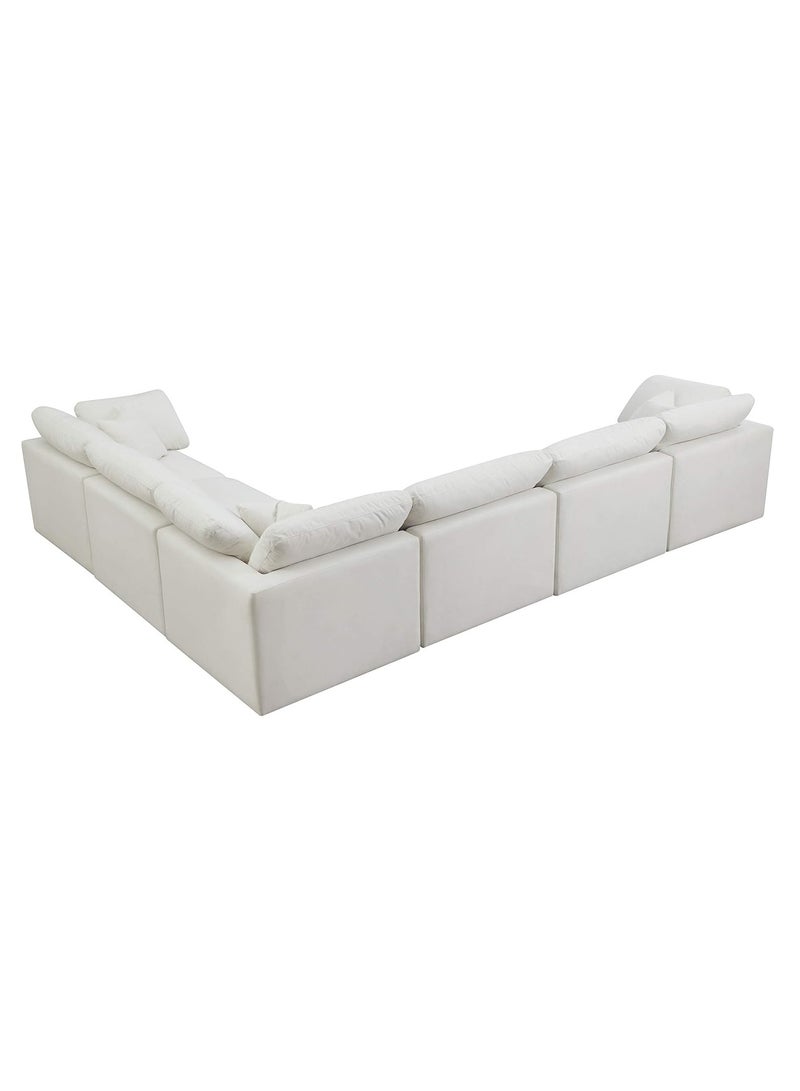 Karnak Nora Plush Collection - Contemporary With Decron Seat Filling Modular L-Sectional Sofa (6 Seaters) Color Cream - Image 5