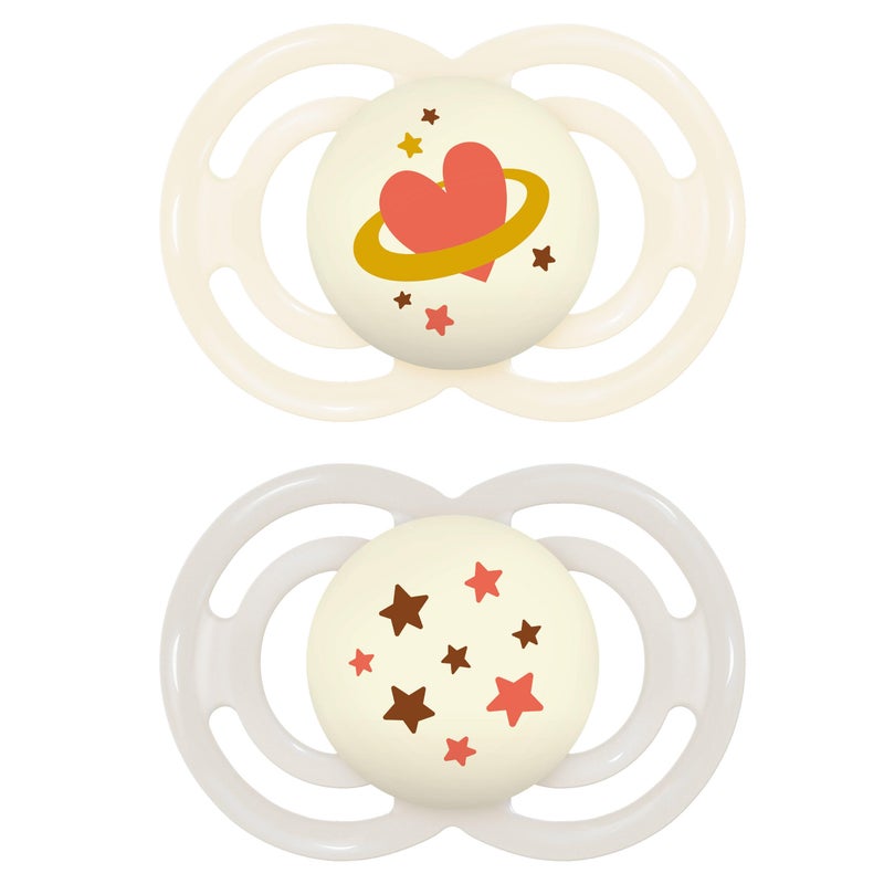 MAM Perfect Night Baby Pacifier, Patented Nipple, Glows in The Dark, 2 Pack, 16+ Months, Unisex - Image 1