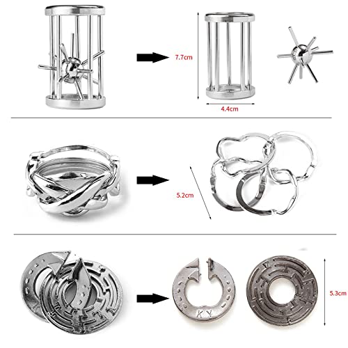 Joyeee Brain Teaser Puzzles Metal Puzzle Set IQ Test Game Educational Toys Physics Mind Puzzles Gift for Family Games Office Party Prizes Kids Teens Adults Challenge High Level 25Pcs Type A - Image 5