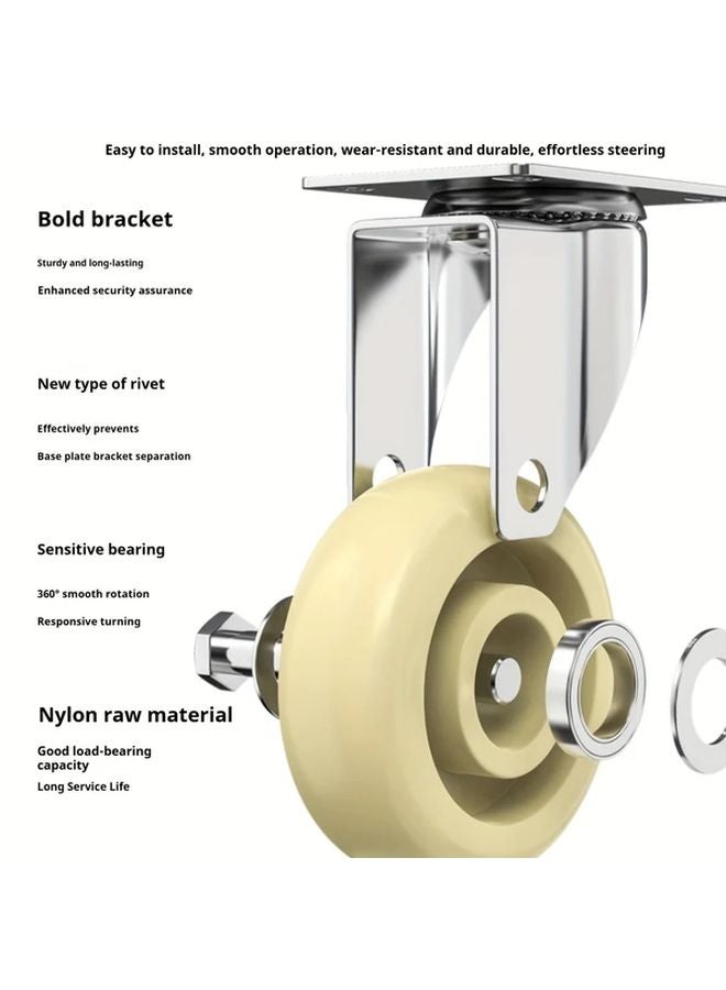 2 Piece Rotating Industrial PP Nylon Wheel Kit Dual Ball Bearings Flat Base Casters - Image 4