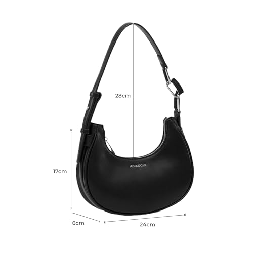 Miraggio Cindy Half Moon Structured Shoulder Bag For Women Stylish | Women Shoulder Bag (Black) - Image 3