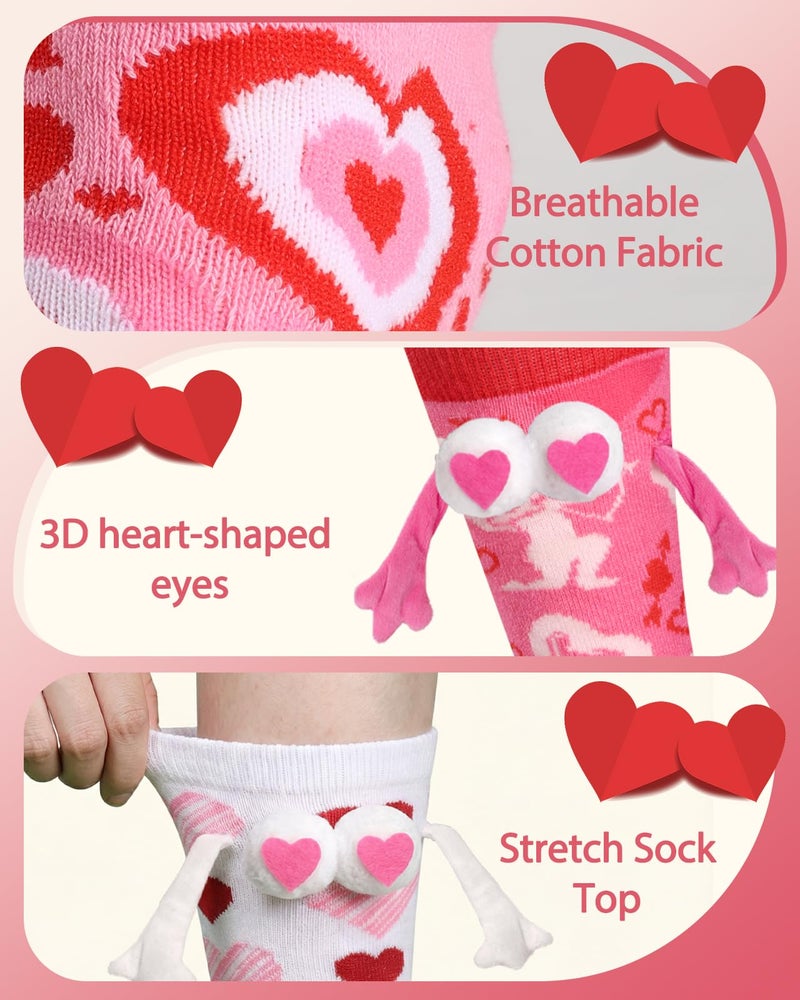 Swooflia 2 Pairs Valentine's Day Couple Socks Set - Romantic Black & Pink Matching Designs - Image 5