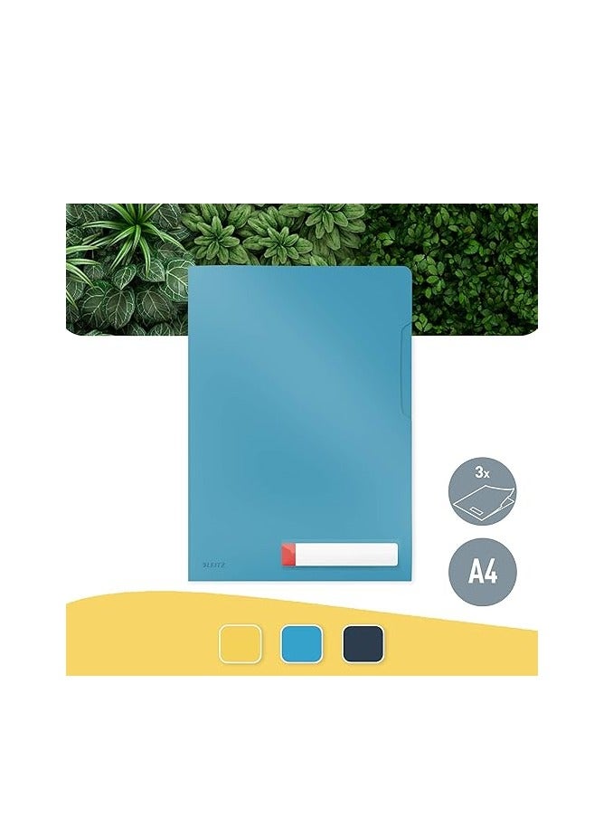Leitz A4 Privacy Folder, 40 Sheet Capacity, Pack of 3, Cosy Range, Calm Blue, 4708 - Image 2