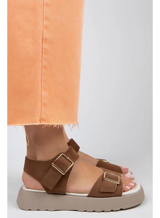 Vena Women's Genuine Leather Buckle Sandal.