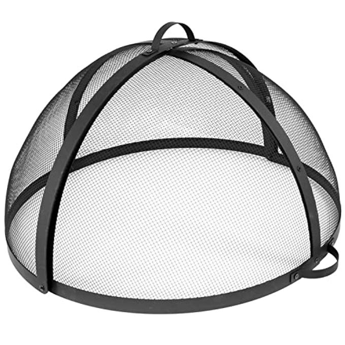 Sunnydaze Fire Pit Screen Round Fire Pit Spark Screen HeavyDuty Steel Mesh Metal Cover with Handle Fire Pit Screen Cover with Door 24 Inch Diameter