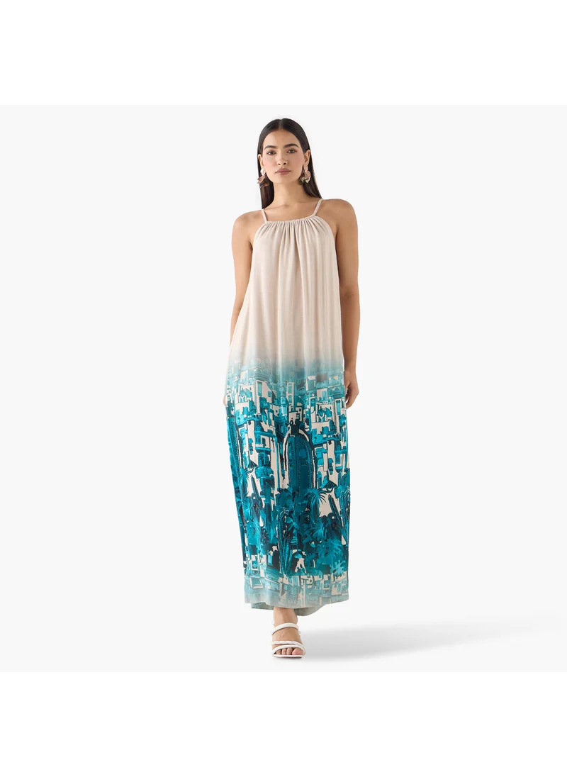ايكونيك Iconic Cityscape Print Sleeveless Dress