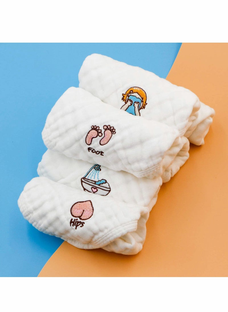 Baby Muslin Washcloths, Kids Face Towel Burp Cloths in Classified Design, Soft Fluffy Breathable Newborn Wash Wipes (6Pack) - Image 2