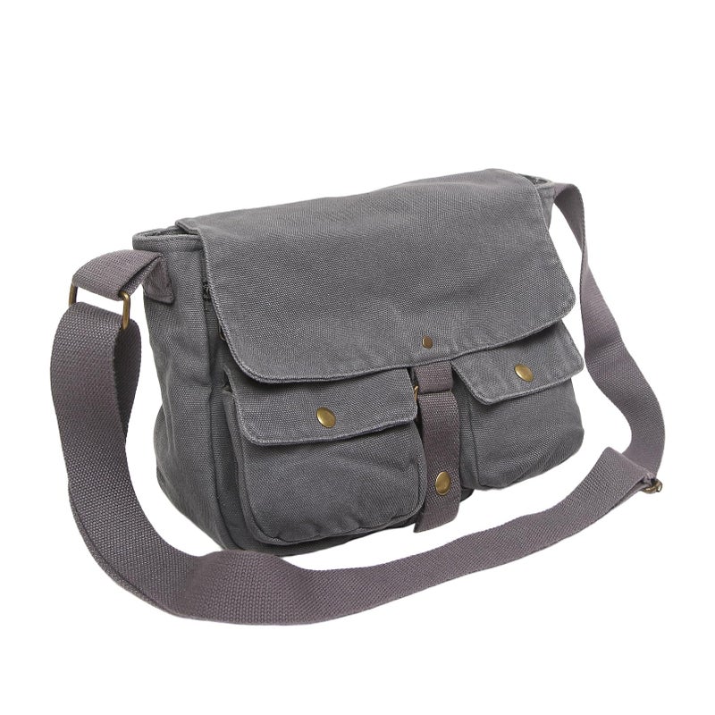 AFGWK School Vintage Canvas Messenger Bag for Men Crossbody Shoulder Bag Satchel Handbags(Slate) - Image 1