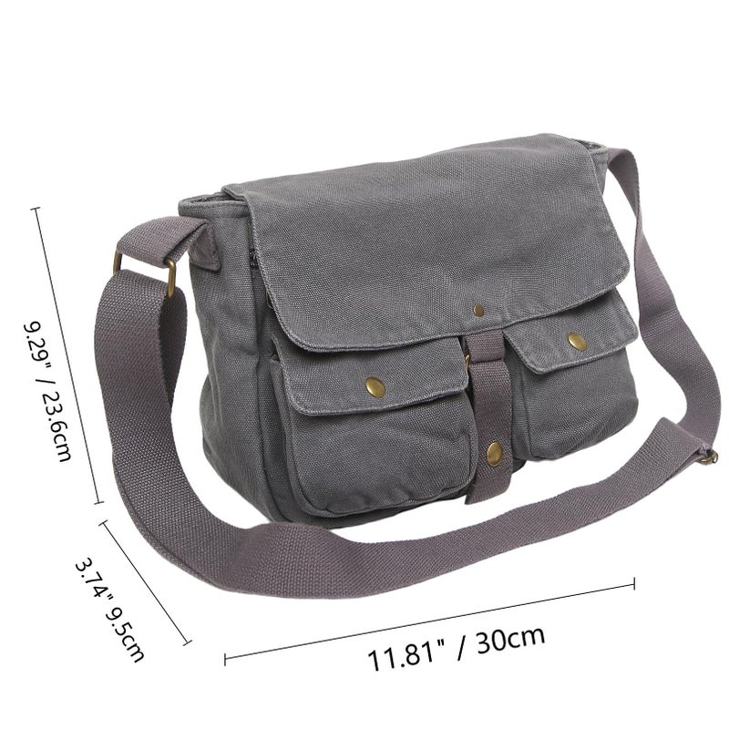 AFGWK School Vintage Canvas Messenger Bag for Men Crossbody Shoulder Bag Satchel Handbags(Slate) - Image 4