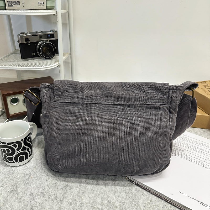 AFGWK School Vintage Canvas Messenger Bag for Men Crossbody Shoulder Bag Satchel Handbags(Slate) - Image 2