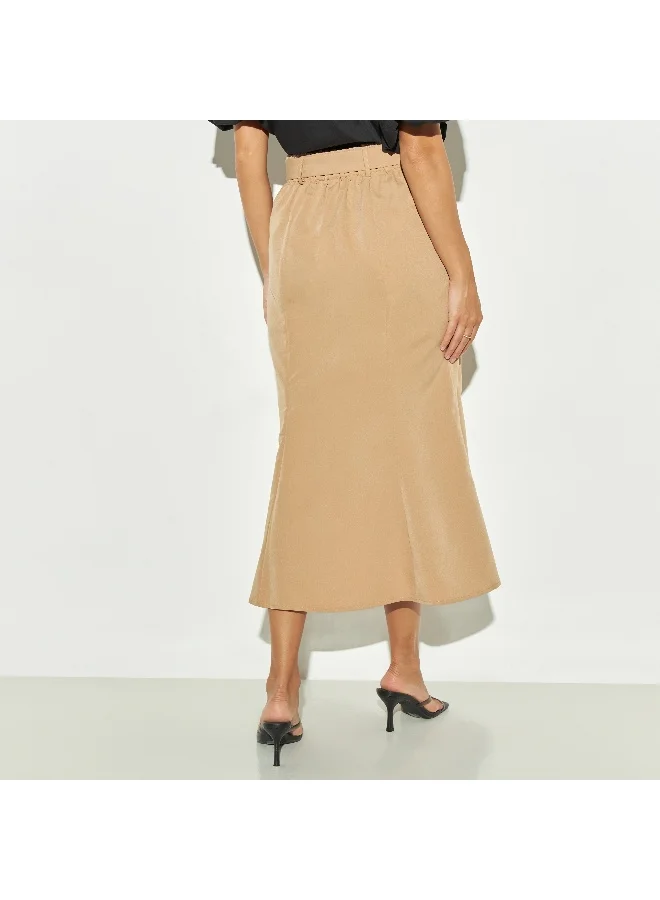 2Xtremz 2Xtremz Button Detail Midi Skirt with Belt