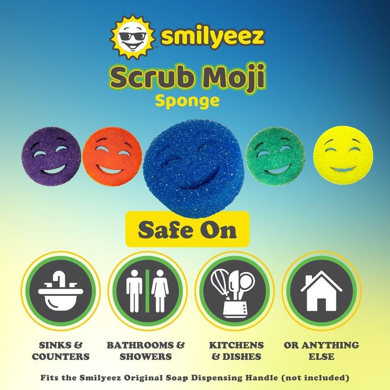 Smilyeez The Original Scrub Moji Scrubbing Sponge by Smilyeez (Set of 3) - Purple - Temperature-Responsive Polymer Foam, Stain and Odor Resistant, Ideal for Kitchen and Bathroom Cleaning - Image 5