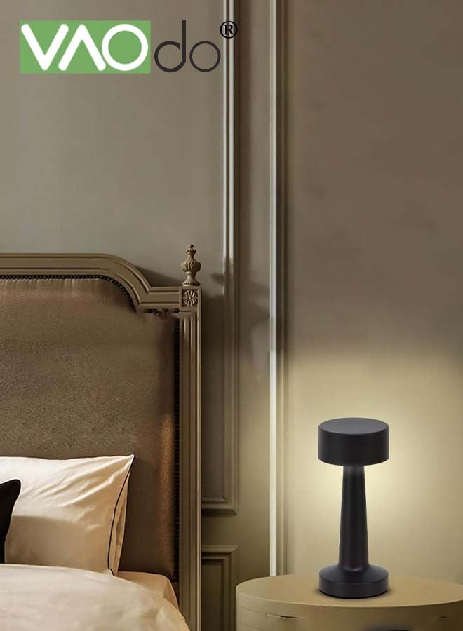 فاو دو مصباح طاولة LED محمول بثلاثة مستويات سطوع ومصباح مكتب معدني بثلاثة ألوان للتحكم باللمس ومصباح قابل لإعادة الشحن ومصباح ليلي بجانب السرير ومصباح غرفة الطعام هدايا للأصدقاء - Image 5