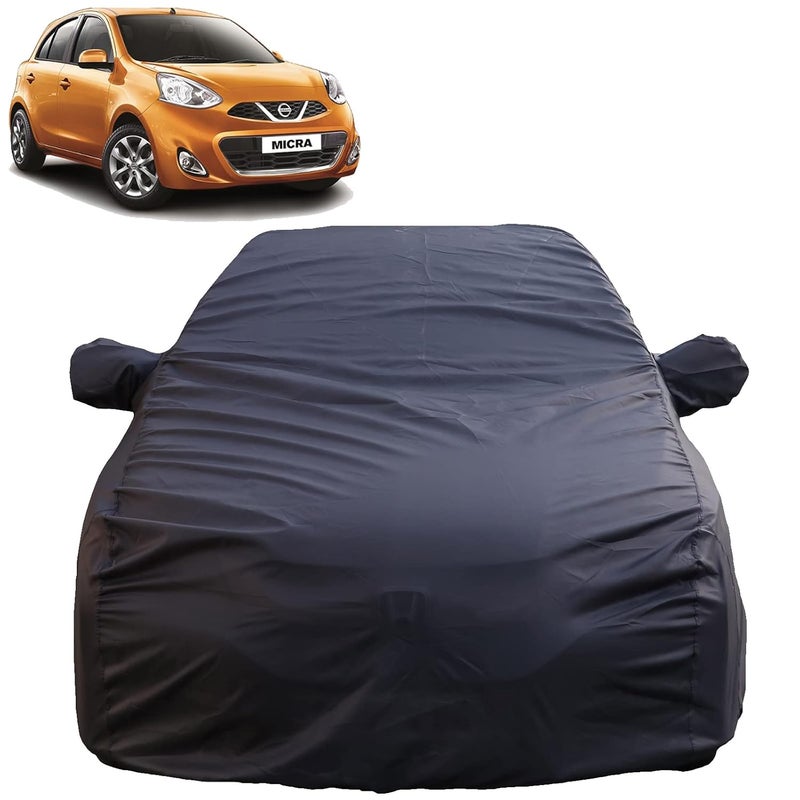 Autofact Waterproof Car Body Cover Compatible with Nissan Micra (2010 to 2018) with Mirror Pockets, 4 x 4 American Matty, Long Lasting Strong Durable Material, Grey Color - Image 1