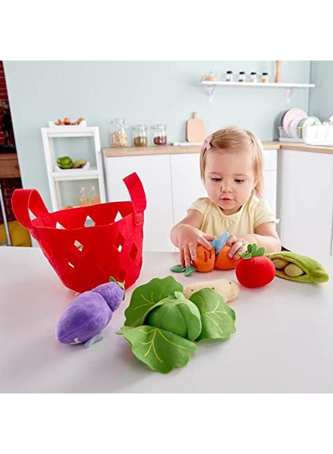 Hape Toddler Vegetable Basket Soft Vegetable Shopping Basket Toy Grocery Food Playset Includes Cabbage Bean Pod Carrot And More - Image 3