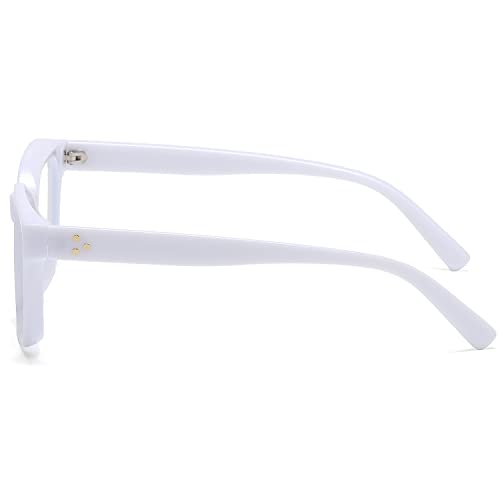EYLRIM Classic Thick Square Frame Clear Lens Glasses for Women Men Non Prescription Eyeglasses(A7 White) - Image 3