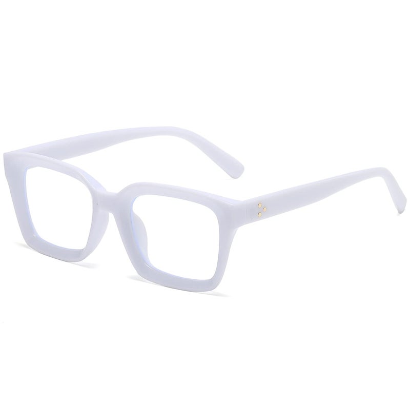 EYLRIM Classic Thick Square Frame Clear Lens Glasses for Women Men Non Prescription Eyeglasses(A7 White) - Image 5