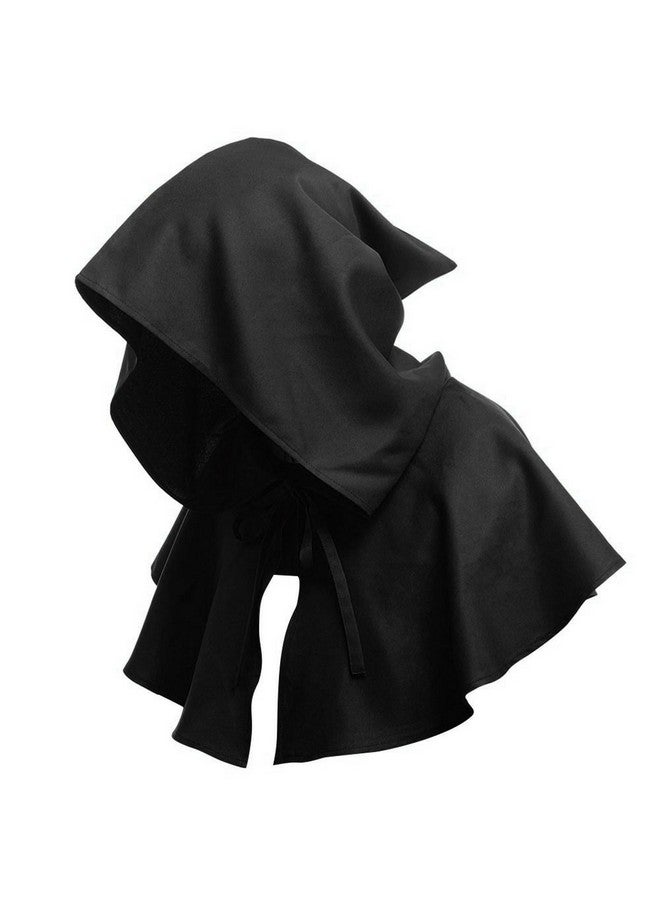EMVANV Halloween Cowl for Men Women, Unisex Halloween Grim Cowl Cloak Cosplay Costumes Hooded Poncho for Halloween Parties Cosplay Stage Shows(Black) - Image 3