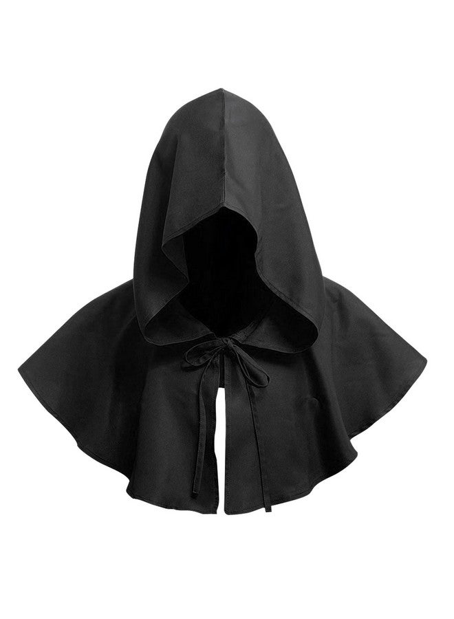 EMVANV Halloween Cowl for Men Women, Unisex Halloween Grim Cowl Cloak Cosplay Costumes Hooded Poncho for Halloween Parties Cosplay Stage Shows(Black) - Image 1