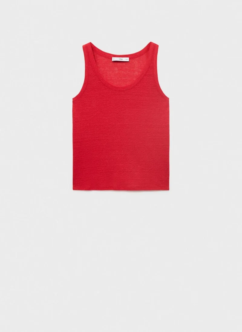 مانجو بلوزة بدون أكمام بياقة دائرية