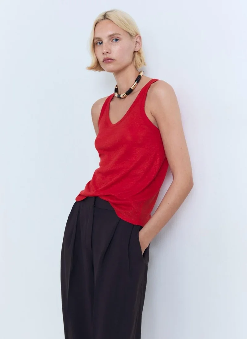 MANGO Crew Neck Sleevless Top