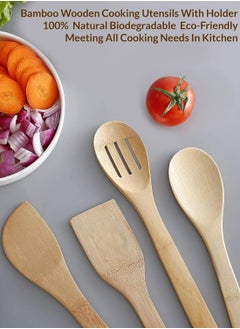 PRIMO PLUS Wooden spoon set with holder, beige  - Image 2