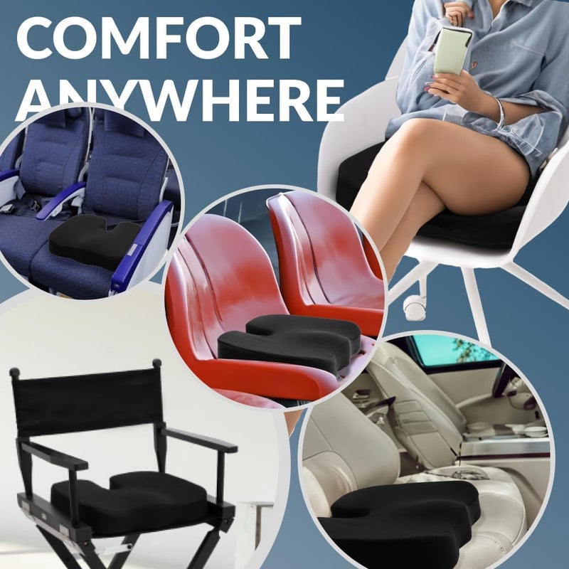 Star Leather Coccyx Seat Cushion for Tailbone Sciatica Lower Back Pain Relief Orthopedic Memory Foam SemiFirm Chair Cushions for Sitting for Office Chair Wheelchair Over 75kg Wt Velour Fabric Z1 - Image 3