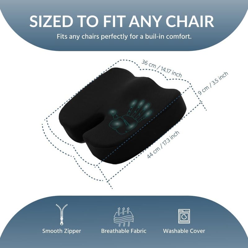 Star Leather Coccyx Seat Cushion for Tailbone Sciatica Lower Back Pain Relief Orthopedic Memory Foam SemiFirm Chair Cushions for Sitting for Office Chair Wheelchair Over 75kg Wt Velour Fabric Z1 - Image 4