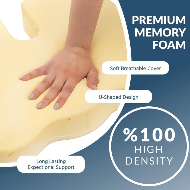 Star Leather Coccyx Seat Cushion for Tailbone Sciatica Lower Back Pain Relief Orthopedic Memory Foam SemiFirm Chair Cushions for Sitting for Office Chair Wheelchair Over 75kg Wt Velour Fabric Z1 - Image 2