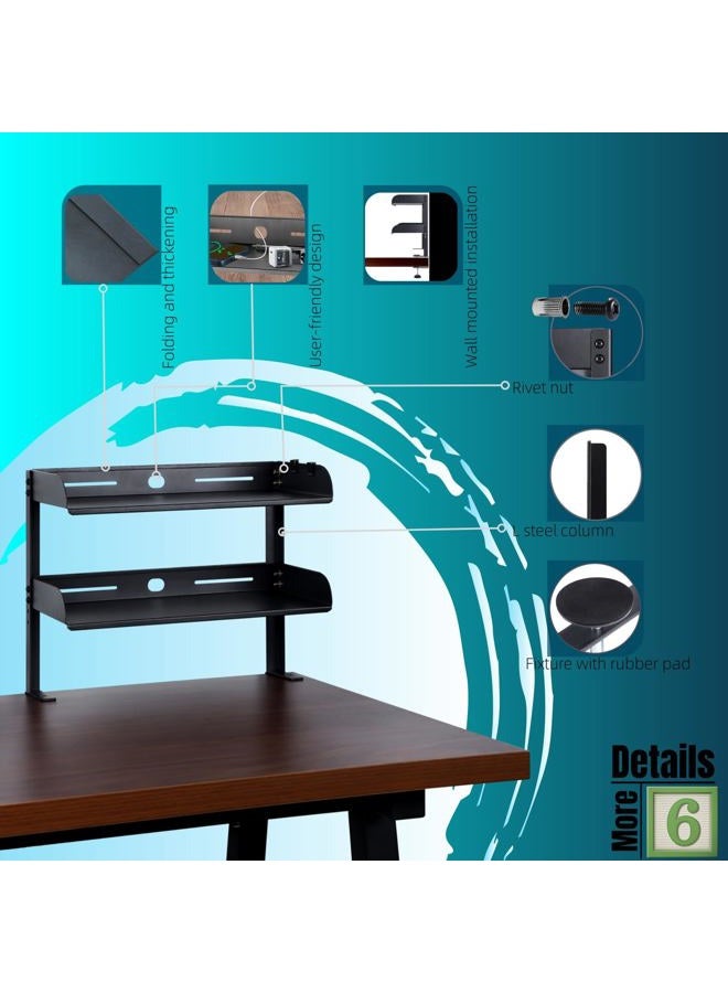 Yuxh Clamp On Desk Shelf 2 Tier Cilp Under Table Organizer, Black-S, 15 inch - Image 3