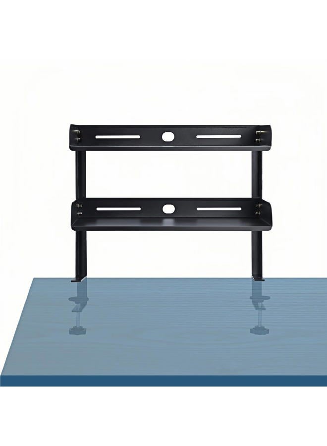 Yuxh Clamp On Desk Shelf 2 Tier Cilp Under Table Organizer, Black-S, 15 inch - Image 1