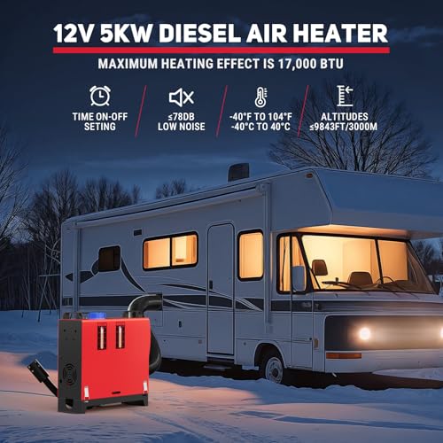 BreAro Diesel Heater 12V, 8KW Diesel Air Heater with 5L/1.3Gal Fuel Tank, All-in-One Portable Diesel Parking Heater with Remote Control & LCD Display, Fast Heating for Car RV Boat Truck Trailer Tent Garage - Image 4